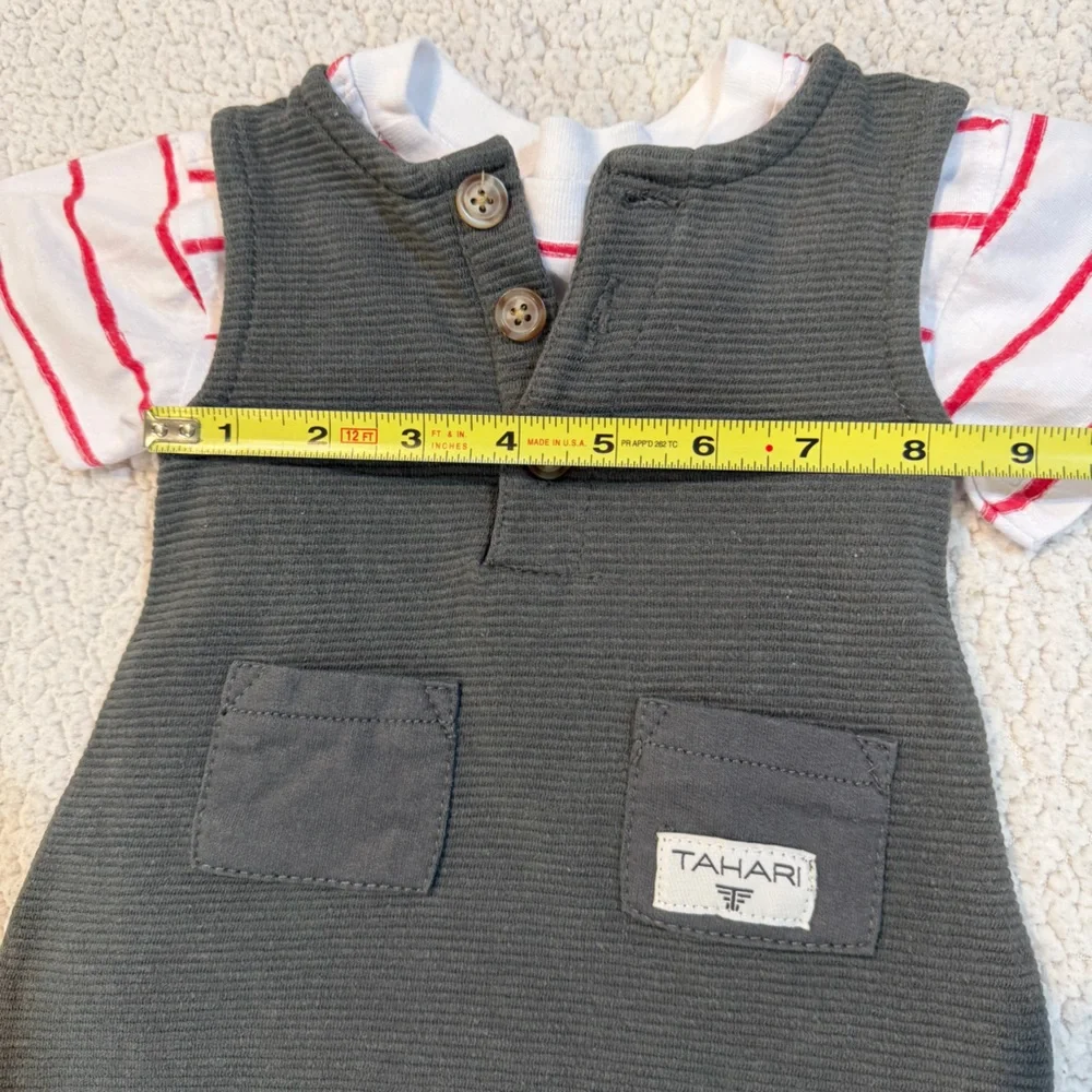Tahari Baby Boy 0–3M Romper + Striped‎ Tee Set